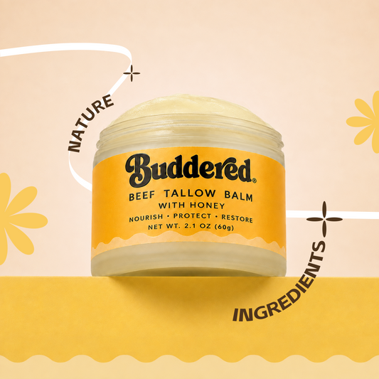 Buddered Grass-Fed Beef Tallow Balm with Raw Honey