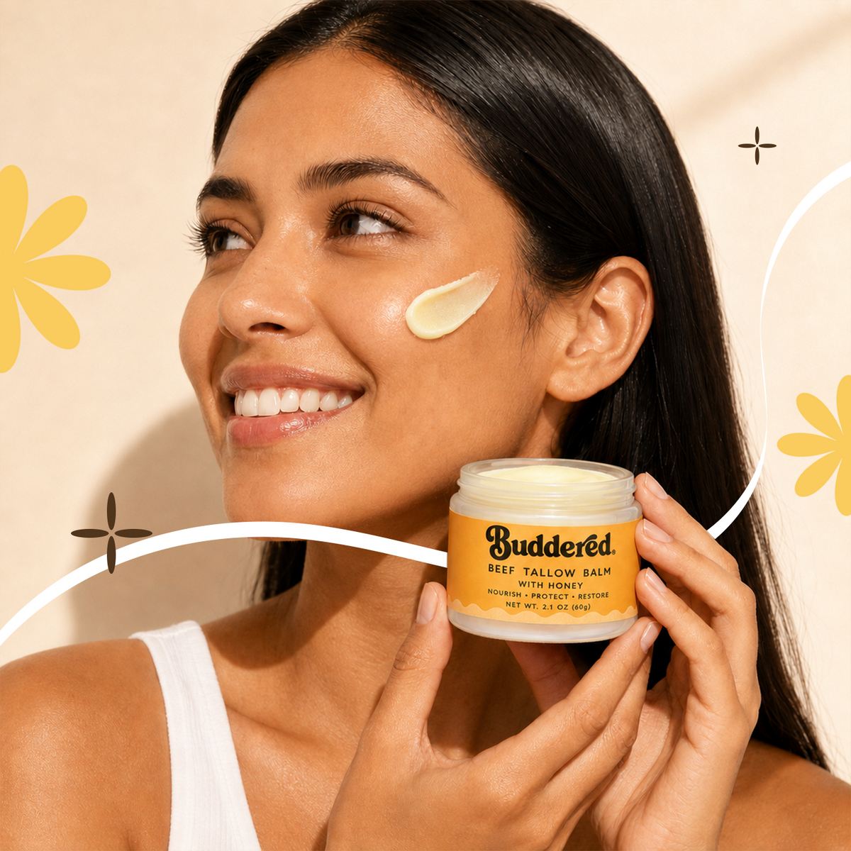 Buddered Grass-Fed Beef Tallow Balm with Raw Honey