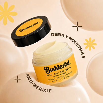 Buddered Grass-Fed Beef Tallow Balm with Raw Honey