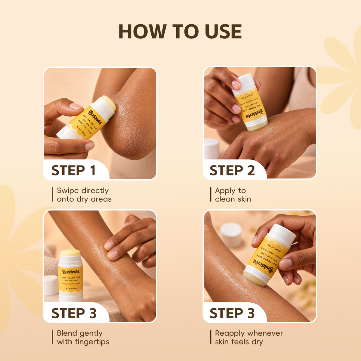 Buddered Beef Tallow & Honey Face Balm Stick