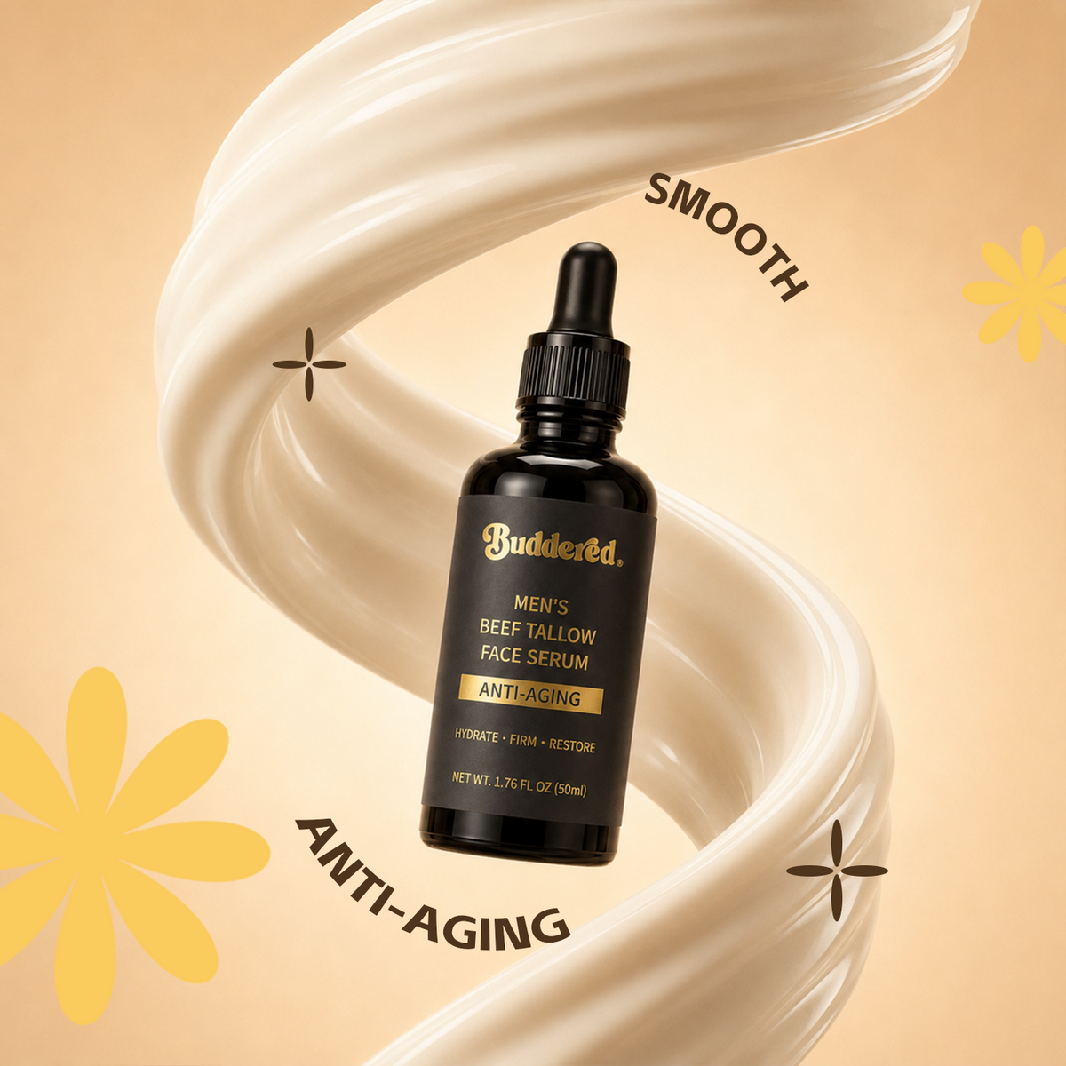Buddered Beef Tallow Anti-Aging Face Serum for Men with Retinol