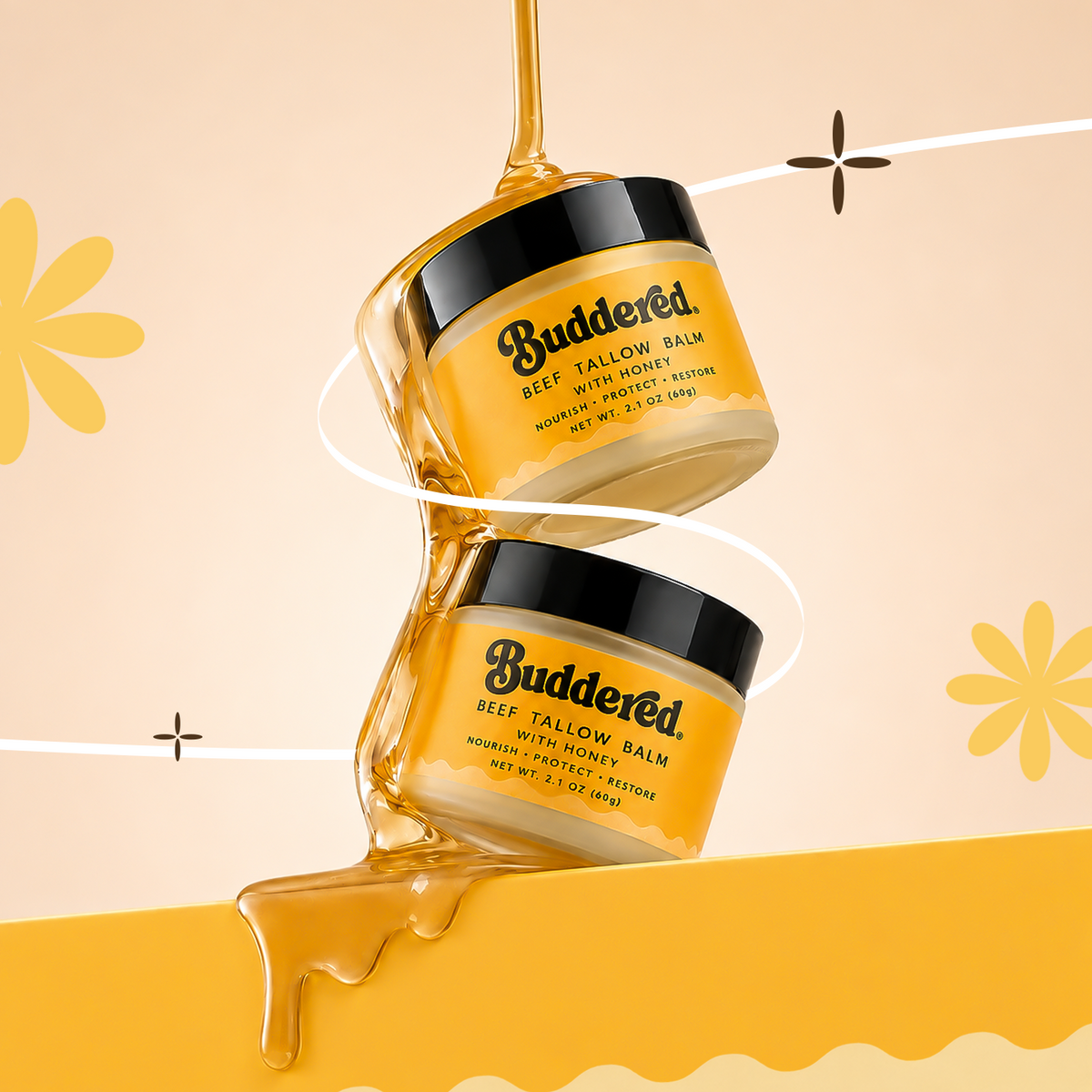 Buddered Grass-Fed Beef Tallow Balm with Raw Honey