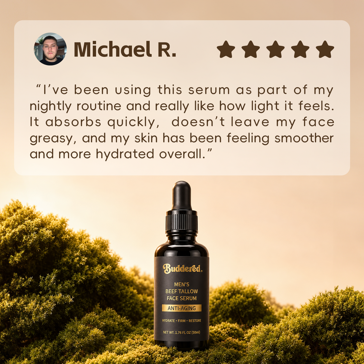 Buddered Beef Tallow Anti-Aging Face Serum for Men with Retinol